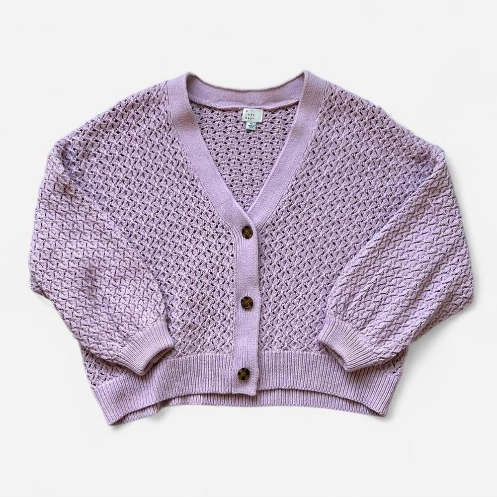A New Day Pink Knit Button Front Cardigan